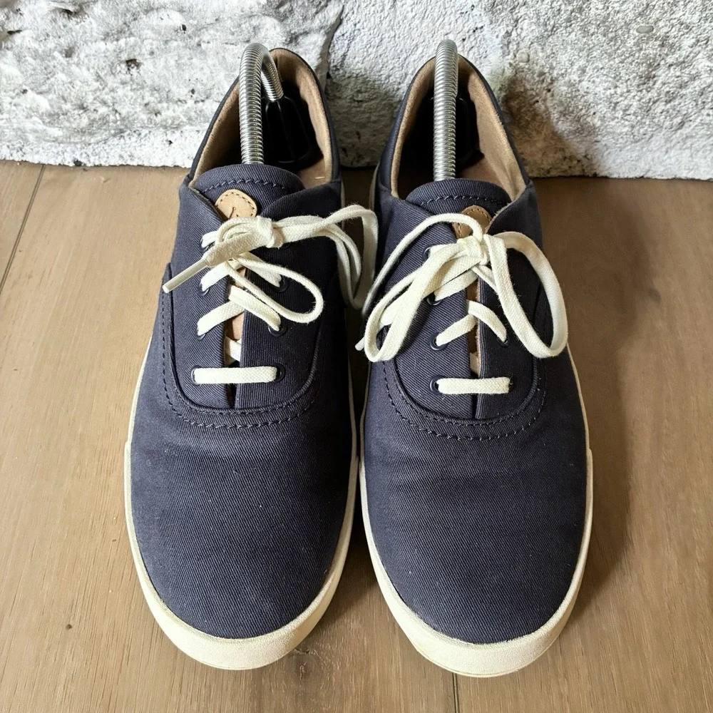 OluKai Kohu Canvas Casual Slip On Lace Up Boat Sneakers Navy Blue Womens 11